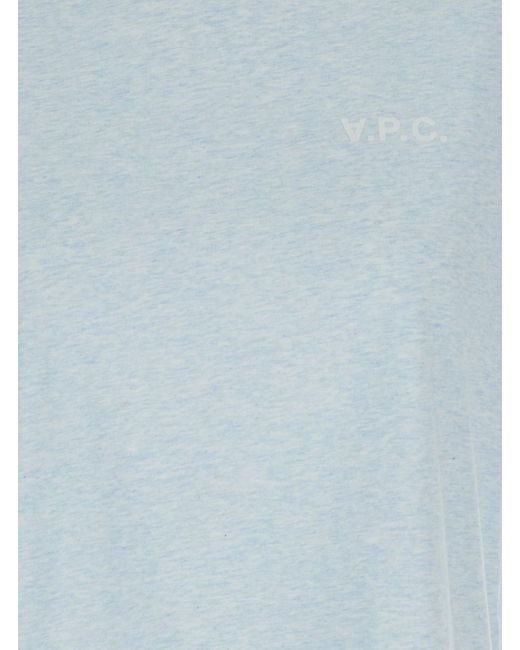 A.P.C. Blue Light- Round Neck T-Shirt With Printed Logo
