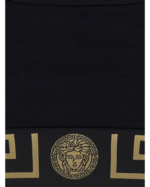 Versace Black Sports Bra With Greca And Medusa Detail