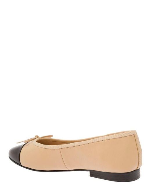 Jeffrey Campbell Natural Ballet Flats With Contrasting Toe And Bow