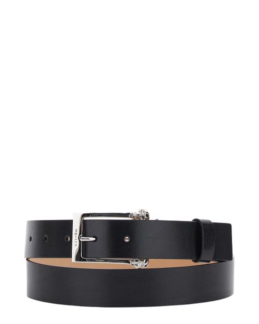 Alexander McQueen White 'Twin Skull' Belt With Logo Detail On The Buckle for men