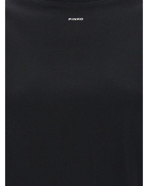 Pinko Black Crewneck T-Shirt With Logo Print