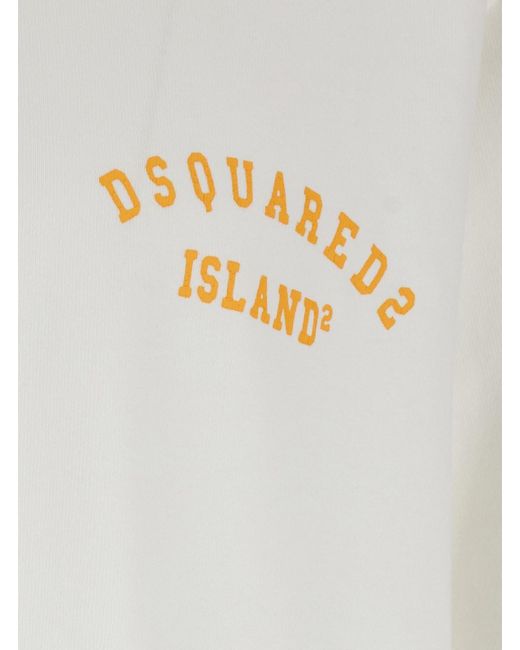 DSquared² White Crewneck T-Shirt With Logo Lettering On The Front for men