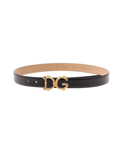 Dolce & Gabbana White Leather Belt With Dg Buckle