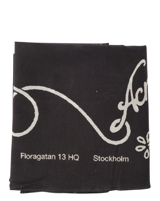 Acne Black Scarf With Logo Print for men