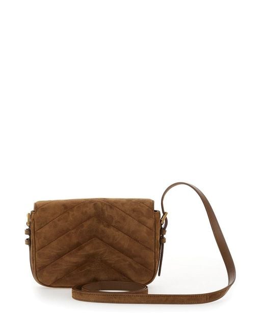 Saint Laurent Brown Ysl Bo Loulou L Strao 7 Suede Satin Calf