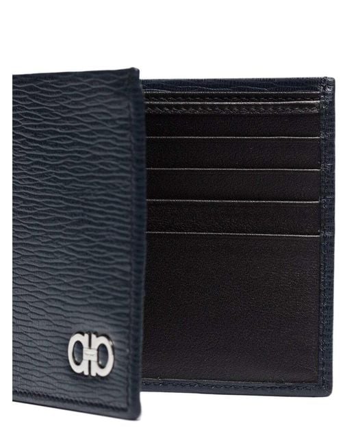 Ferragamo Blue Wallet With Metallic Front Logo for men