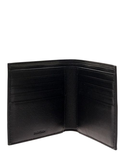 Balenciaga Black Bifold Wallet With Layered Sports Motif Print for men