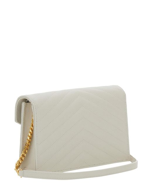 Saint Laurent White Neutrals Shoulder Bags