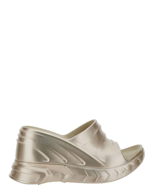 Givenchy Gray 'Marshmallow' -Toned Wedge Sandals With 4G Logo