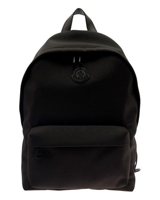 Moncler Black 'pierrick' Backpack With Tonal Logo Patch In Nylon Man for men