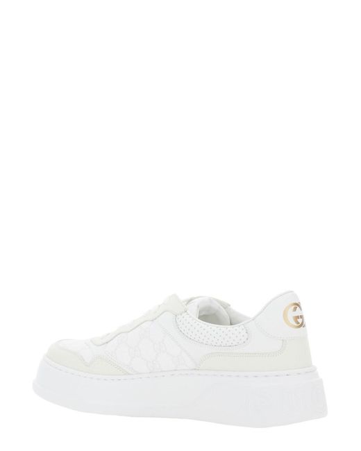 Sneaker Low Top Con Logo Lettering Sulla Linguetta E Stampa Logo di Gucci in White da Uomo