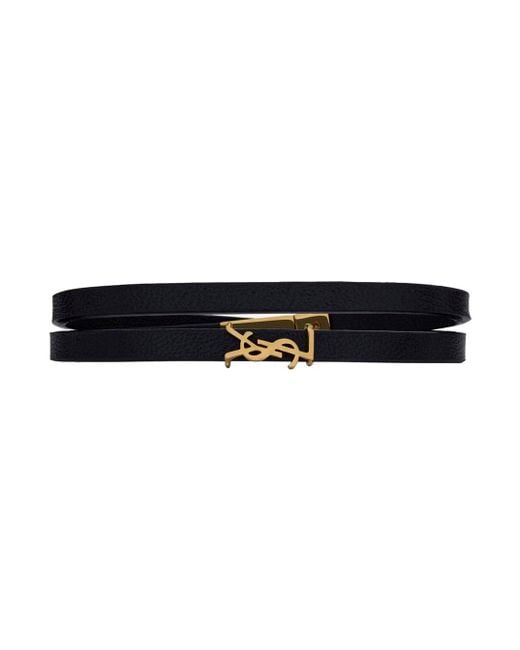 Bracciale A Doppio Giro Con Placca Cassandre Sul Fronte di Saint Laurent in Black