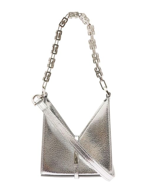Givenchy Gray Silver Cut Out Shoulder Bag Iin Oil Leather Woman