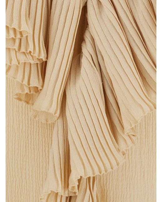 Saint Laurent Natural Crepe Ruffle Blouse