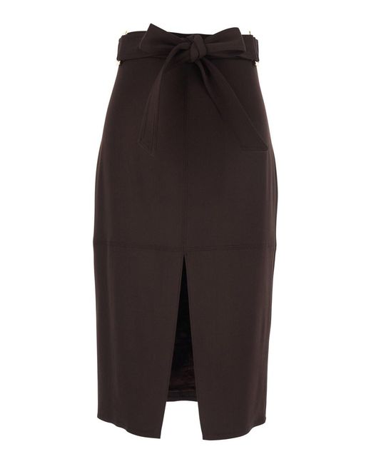 Elisabetta Franchi Brown Dress 'Go17361E2644' With Bow Belt On The Front And