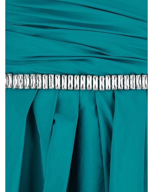 Pinko Blue Dattero Dress Taffeta With V-Neck And Long Sleeves
