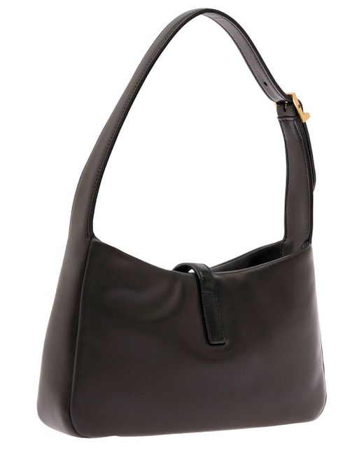 Saint Laurent Black 'le 5 À 7 Padded' Shoulder Bag With Logo Detail In Padded Leather