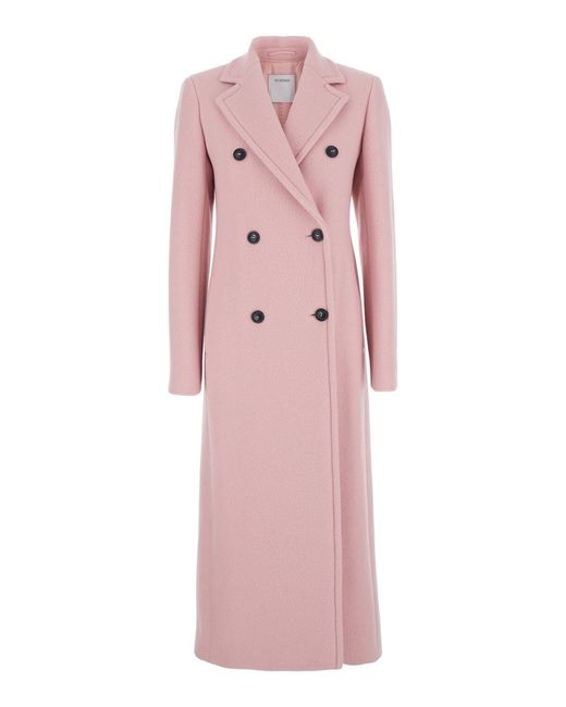 Sportmax Pink Coat With Double-Breasted Fastening
