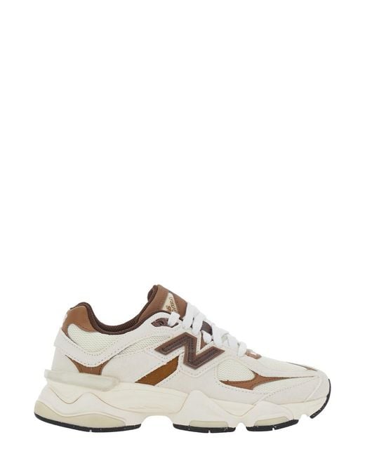 New Balance White 9060 With Tech Fabric Upper And Rubber Sole