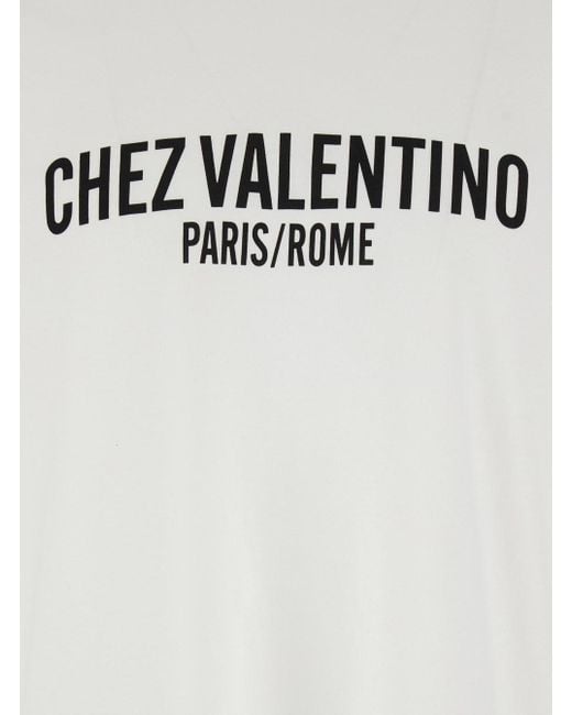 Valentino White 'Chez' Crewneck T-Shirt With Maxi Logo Print On The Fr for men