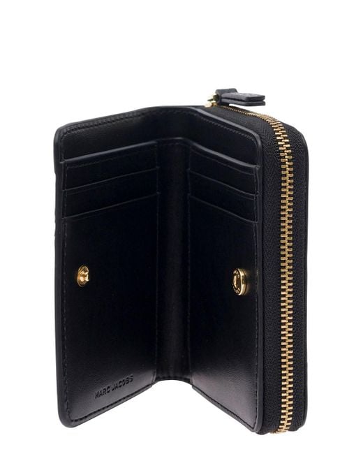 Marc Jacobs Black 'Mini Compact' Wallet With Embossed Logo