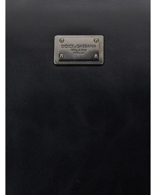Dolce & Gabbana Black Shoulder Bag 'Vittoria' With Logo Plate On The F for men