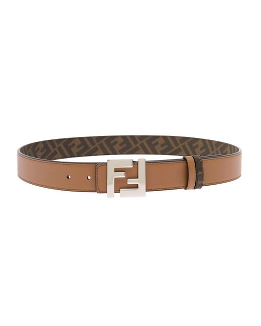 Fendi Reversible Belt With Monogram And Ff Buckle In Leather Man in Brown  for Men | Lyst