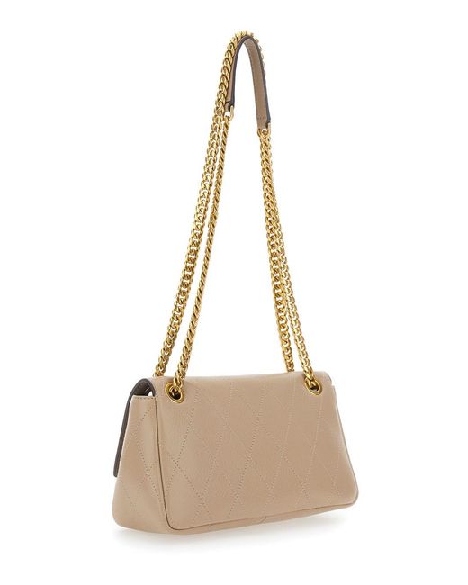 Tory Burch Natural Crossbody Bag Charlie Quilted Suede