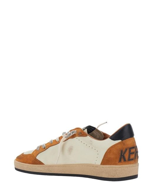 Golden Goose Deluxe Brand Brown 'Ballstar' Low Top Sneakers With Star Patch On The for men