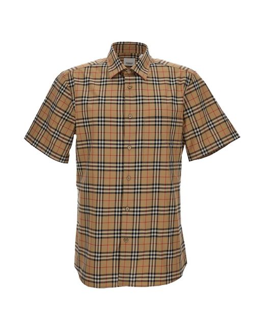 Burberry Natural ' Check' Print Slim Cut Shirt for men