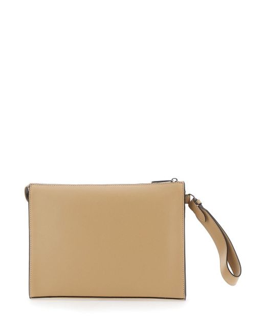 Fendi Natural Cltuch With Ff Motif And Ff Logo Plaque for men