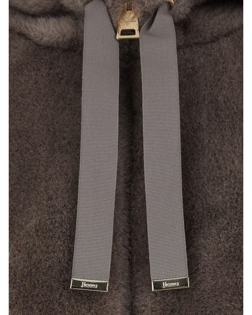 Herno Brown Hooded Jacket With Drawstring