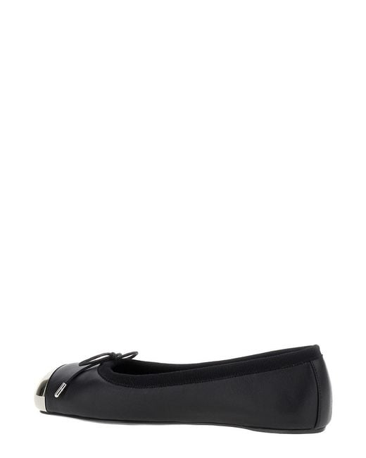 McQueen Black Ballet Flats With Metallic Toe