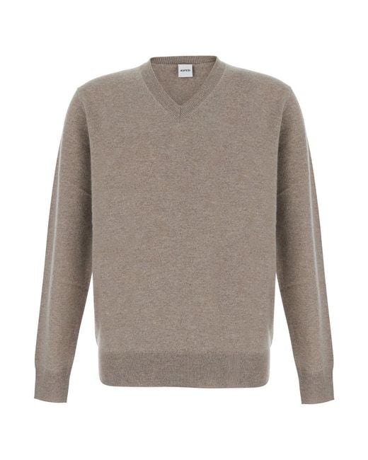 Aspesi Gray Sweater With Crew Neck And Long Sleeves for men