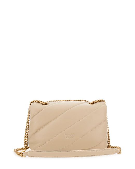 Borsa A Tracolla 'Love Classic Puff' Con Maxi Trapuntatura Obliq di Pinko in Natural