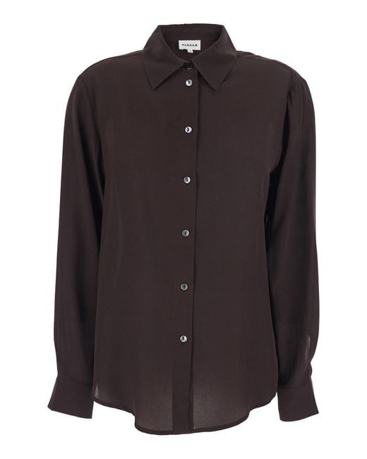 P.A.R.O.S.H. Black Dark Long Sleeve Shirt With Pointed Collar