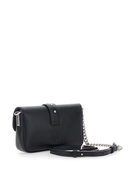 Pinko Black Shoulder Bag Love One Slouchy Baby Leather