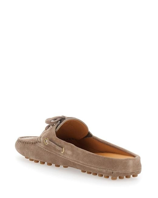 Tod's Brown Sabot Loafers With Side Laces