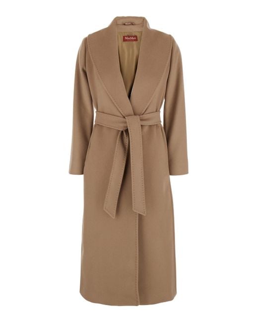 Max Mara Natural 'Loriana' Coat With Shawl Revers And Front Belt C