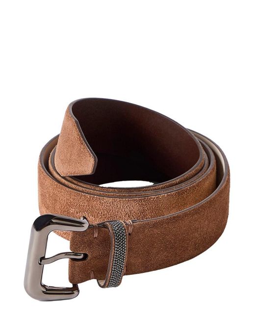 Brunello Cucinelli Brown Belt With Buckle And Monile Loop