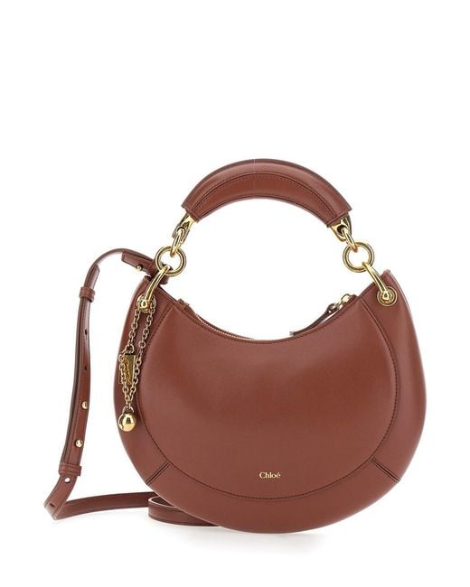 Chloé Brown Chloé 'Banana' Handbag With Adjustable And Removable Shoulder Strap And Logo Charm On The Front
