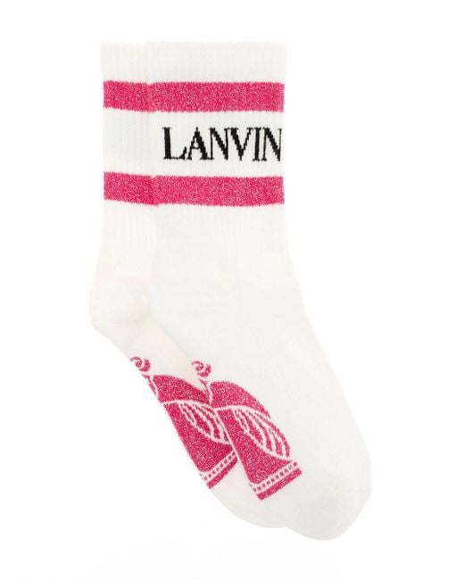 Lanvin Women's And Pink Cotton Socks With Logo