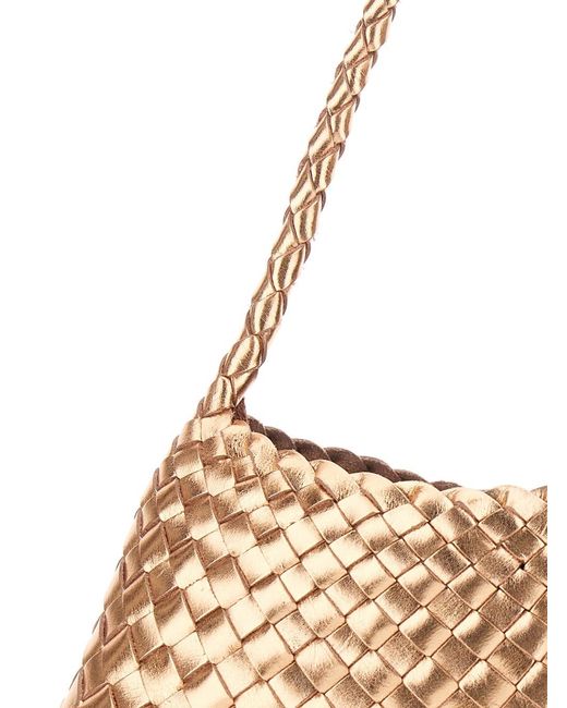Dragon Diffusion Metallic 'Rossana' Shoulder Bag With Flared And Woven De
