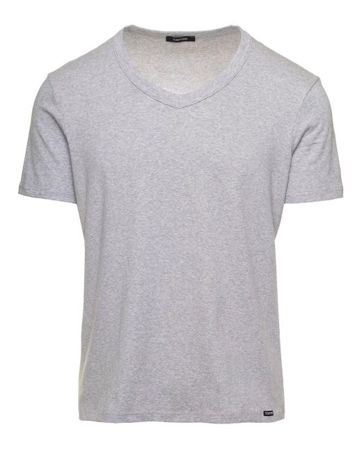 Tom Ford Gray V-neck T-shirt for men
