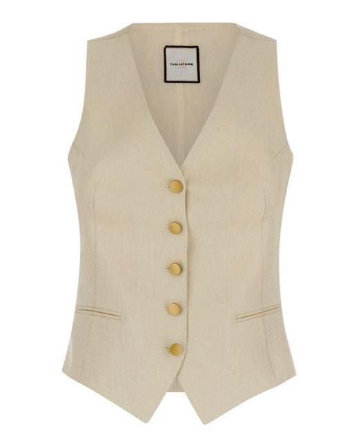 Gilet 'Giselle' Con Bottoni Panna di Tagliatore in Natural