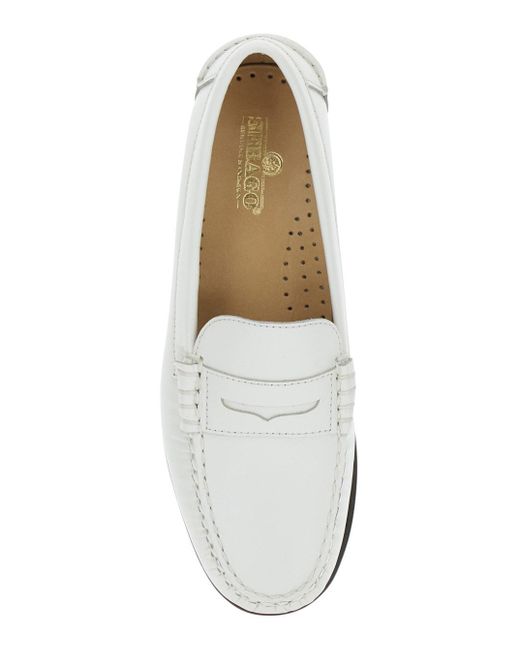 Sebago White 'Danielle Pop' Loafers With Bevelled Toe And Low Stacked