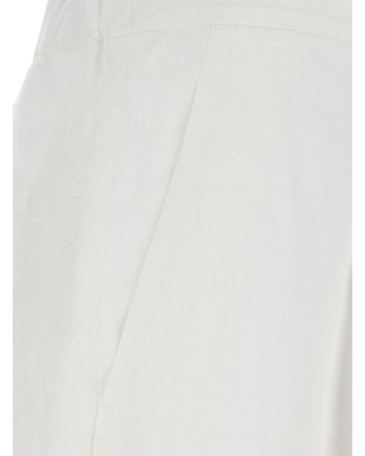 Max Mara White Linen Bermuda With Side Pockets