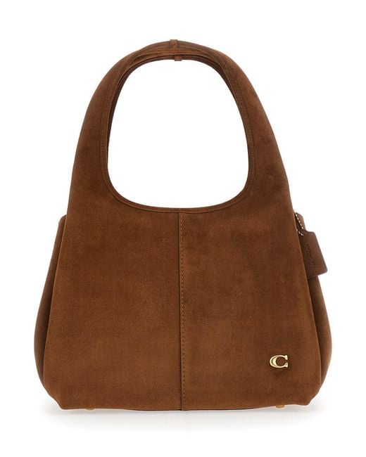 COACH Brown Shoulder Bag Suede Lana
