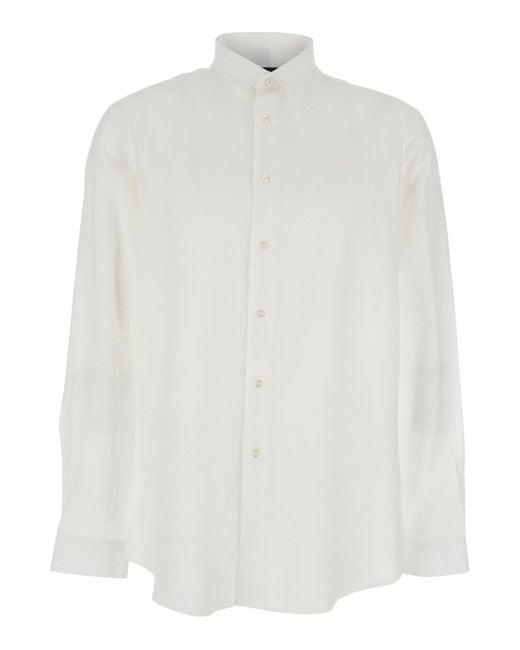 Low Brand White Shirt With Classic Collar for men