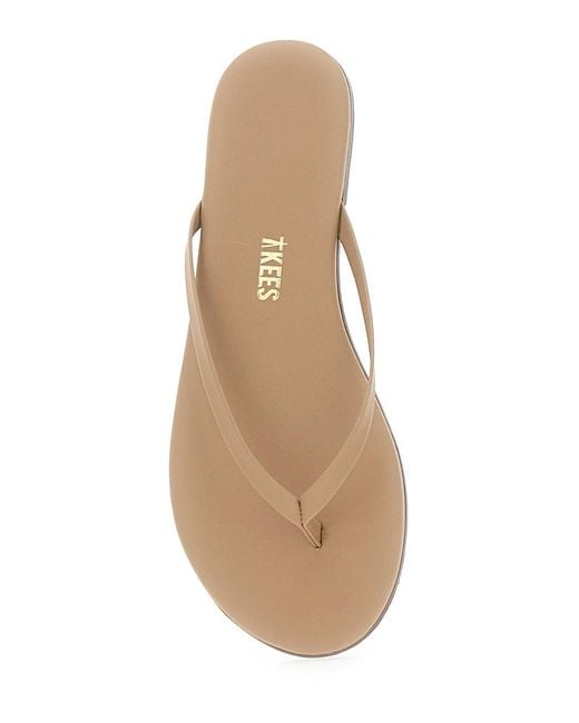 TKEES Natural 'Foundations' Sandals With Thong Design And Logo Embossed